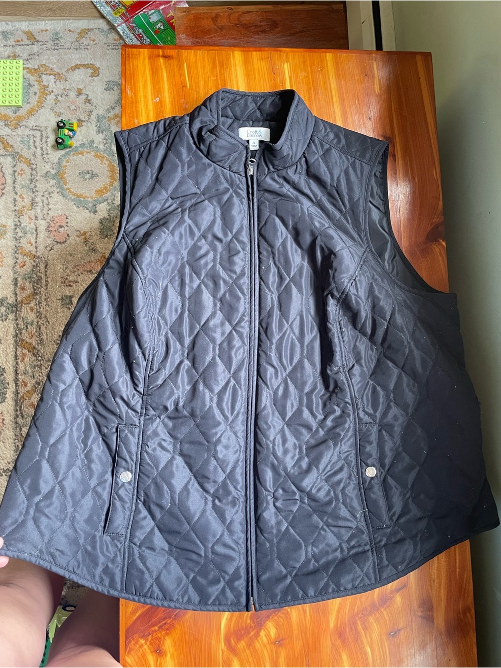 Croft and barrow Quilted Black Sleeveless Vest - Zip Front